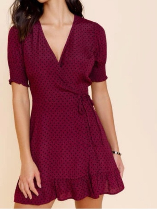 Blue Rain Dresses & Skirts - NWT Francesca’s Small Red polka dot wrap mini dress